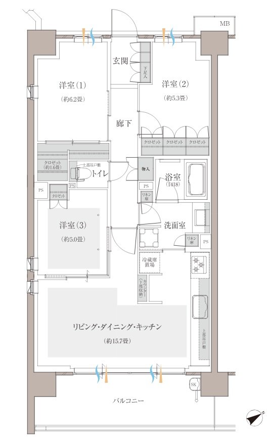 多摩川シーズンズ 間取り C22 type