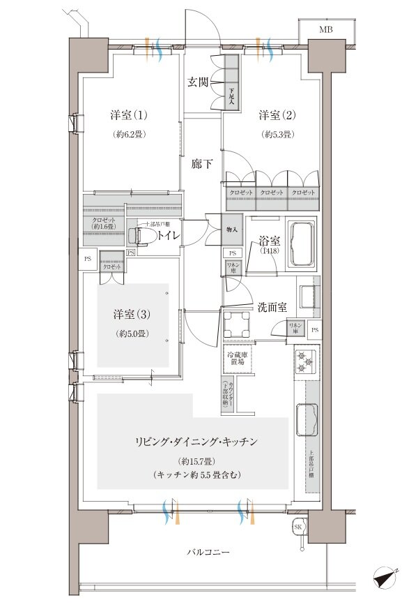 多摩川シーズンズ 間取り C22 type