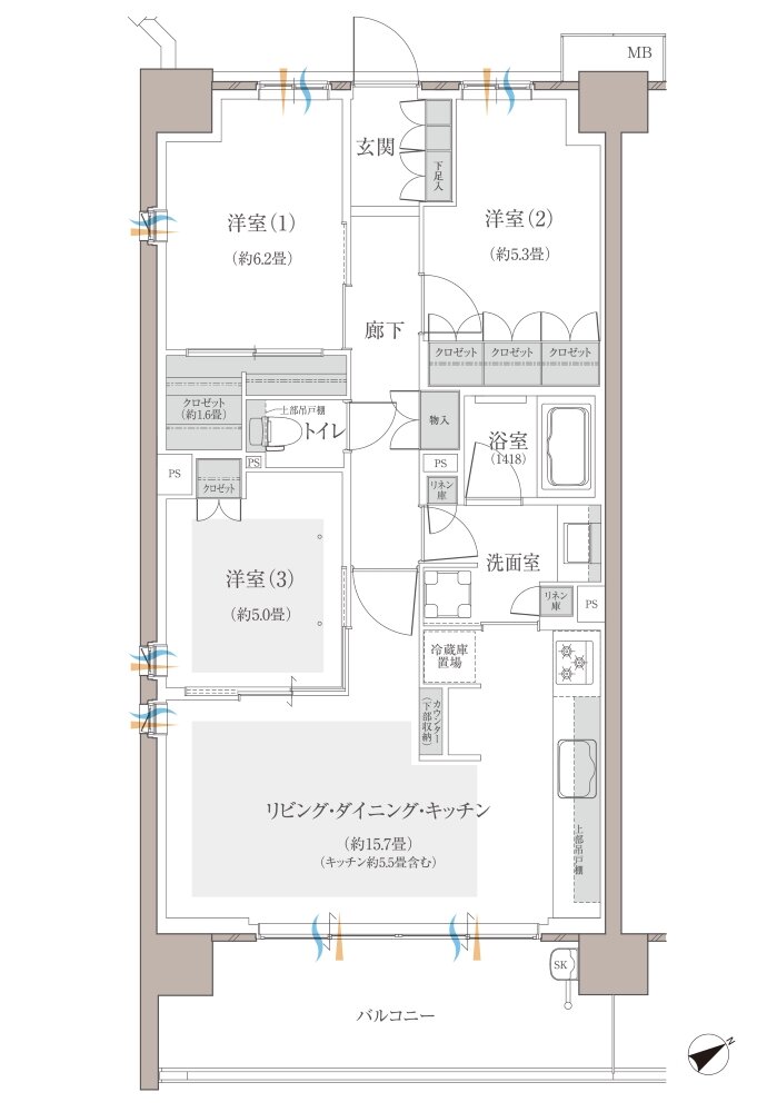 多摩川シーズンズ 間取り C22 type
