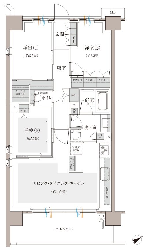 多摩川シーズンズ 間取り C22 type