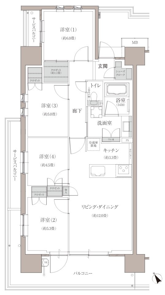 多摩川シーズンズ 間取り D1 type