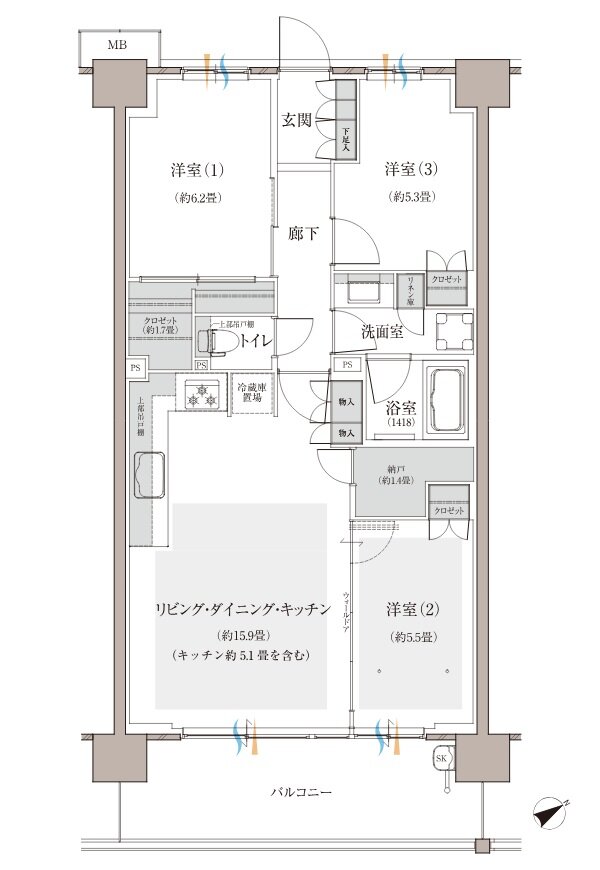 多摩川シーズンズ 間取り C23 type