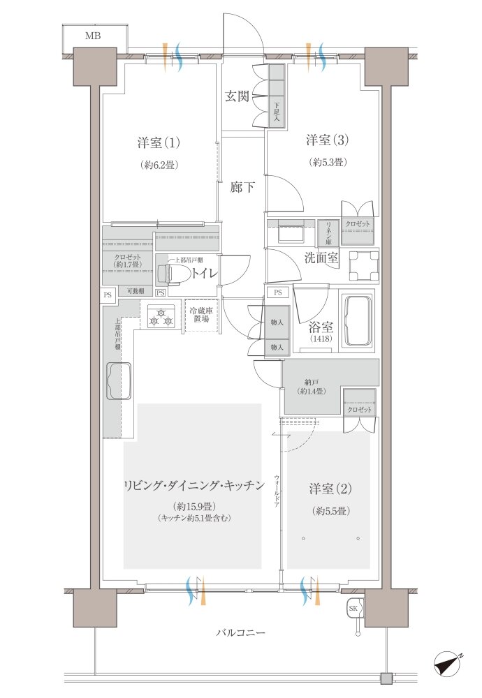 多摩川シーズンズ 間取り C23 type