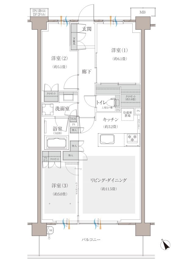 多摩川シーズンズ 間取り C5 type