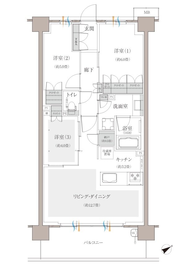 多摩川シーズンズ 間取り C13 type