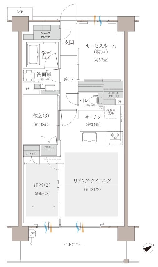 多摩川シーズンズ 間取り C29 type(第二期販売予定住戸)