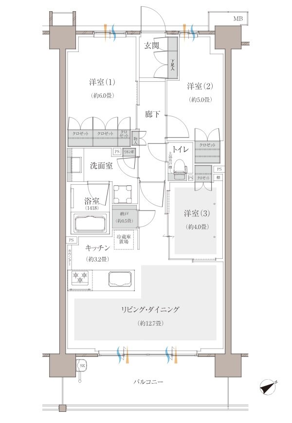 多摩川シーズンズ 間取り C32 type