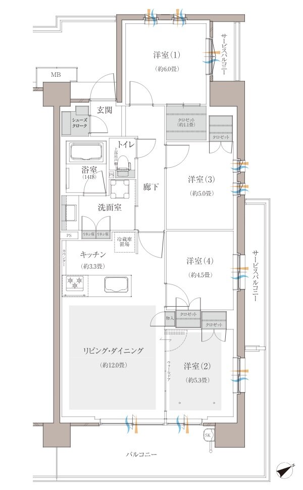 多摩川シーズンズ 間取り C33 type