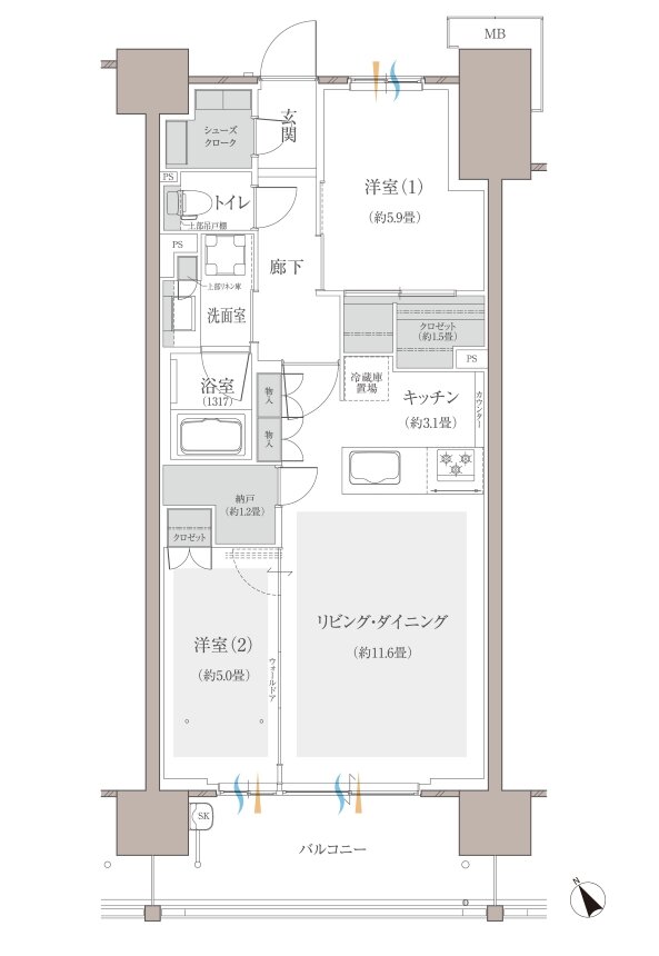多摩川シーズンズ 間取り C42 type 4階(先着順販売住戸)