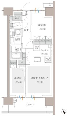 多摩川シーズンズ 間取り C44b type