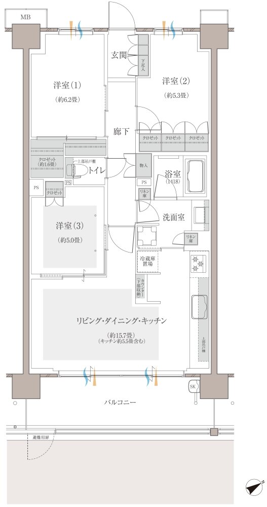 多摩川シーズンズ 間取り C25 type(先着順販売住戸)