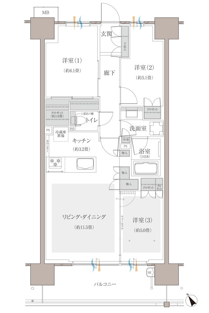 多摩川シーズンズ 間取り C39 type(先着順販売住戸)