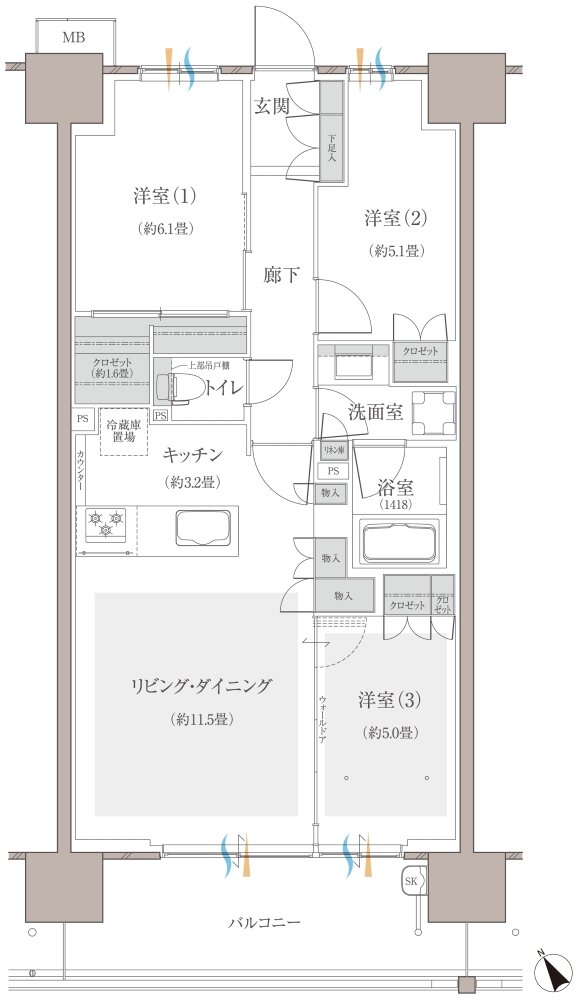 多摩川シーズンズ 間取り C39 type(先着順販売住戸)