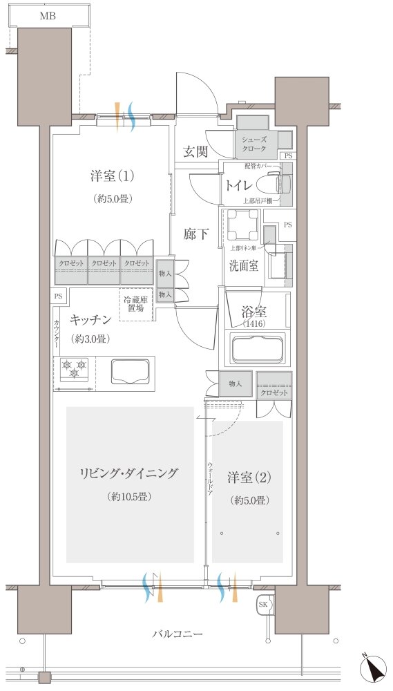 多摩川シーズンズ 間取り C43a type(先着順販売住戸)