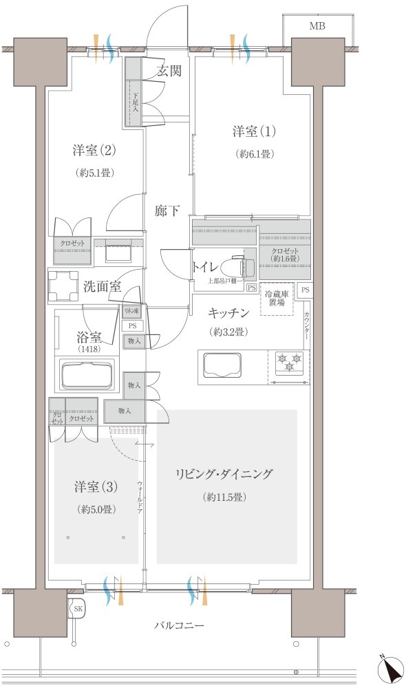 多摩川シーズンズ 間取り C49 type(先着順販売住戸)