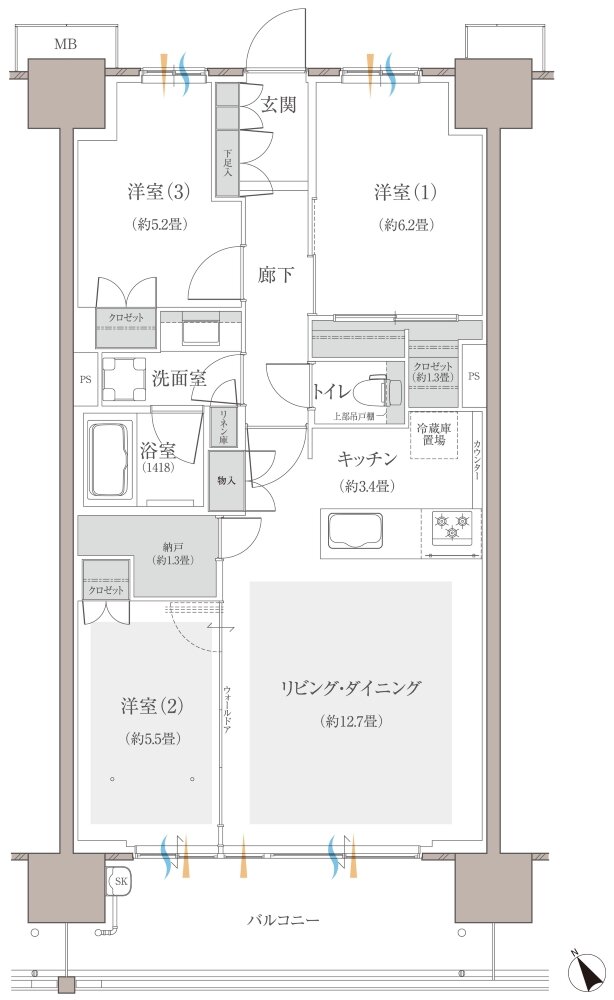 多摩川シーズンズ 間取り C38 type(先着順販売住戸)