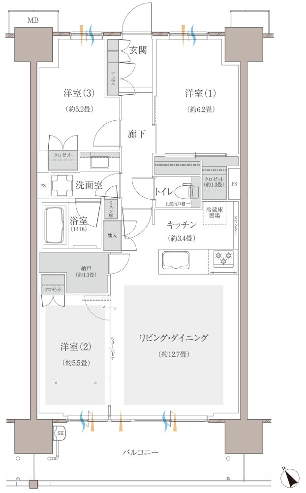 多摩川シーズンズ 間取り C38 type(先着順販売住戸)