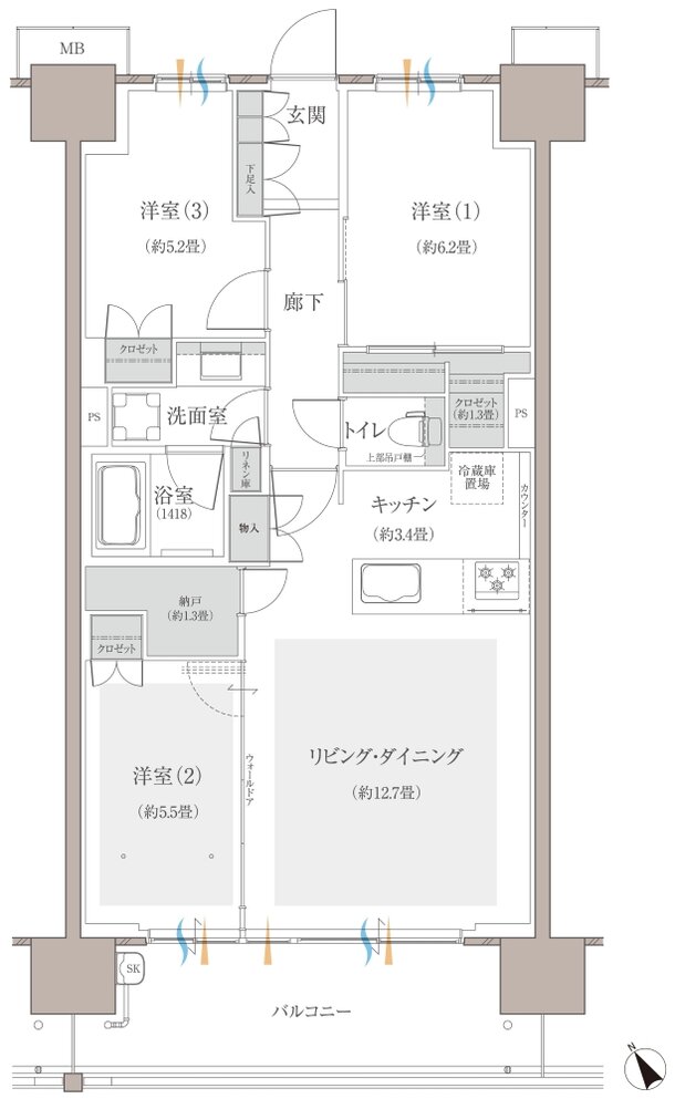 多摩川シーズンズ 間取り C38 type(先着順販売住戸)