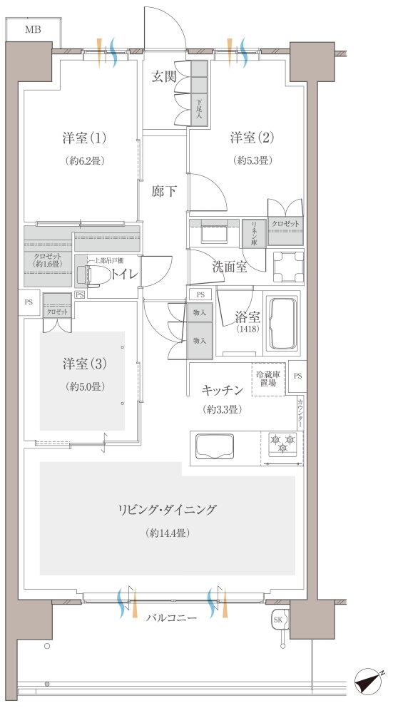 多摩川シーズンズ 間取り C12 type(先着順販売住戸)