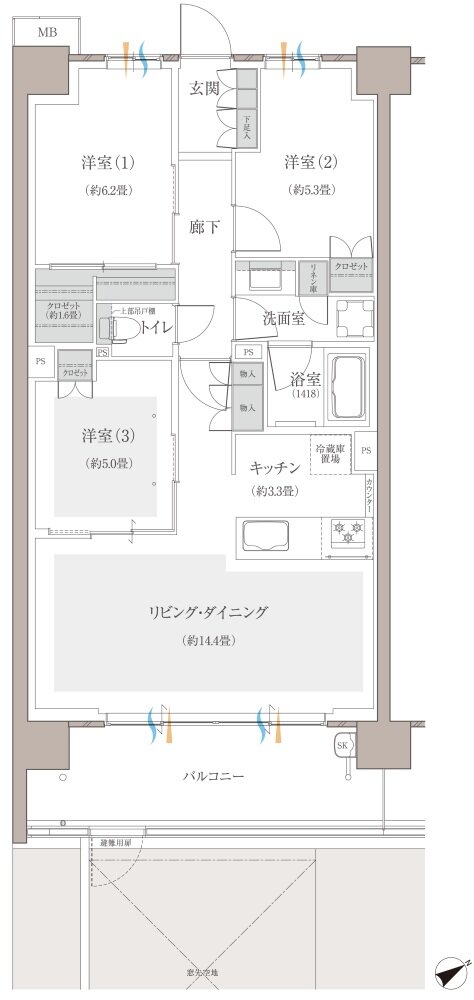 多摩川シーズンズ 間取り C12 type(先着順販売住戸)
