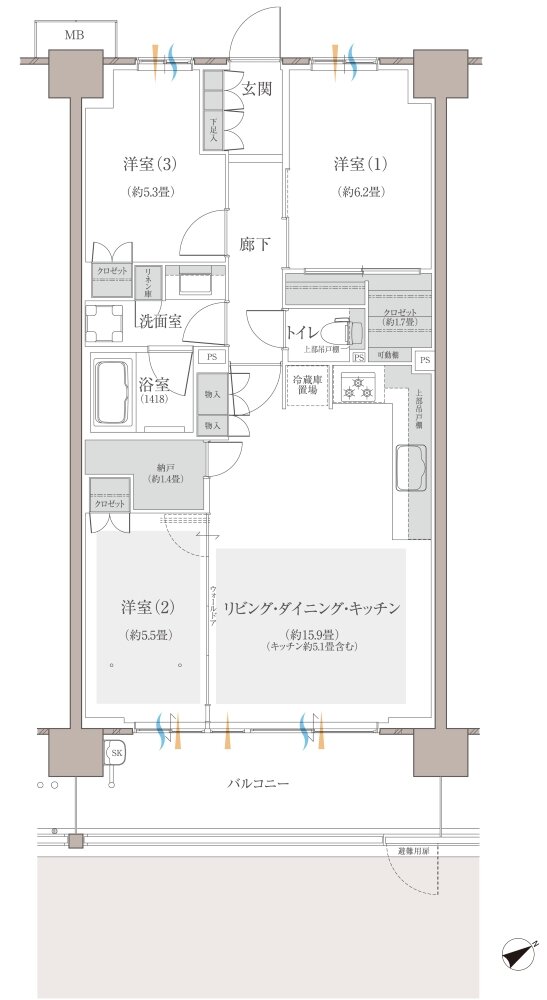 多摩川シーズンズ 間取り C16 type(先着順販売住戸)