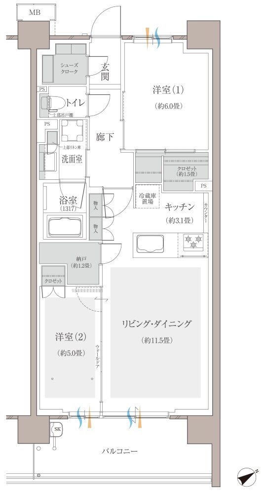 多摩川シーズンズ 間取り C21 type(先着順販売住戸)