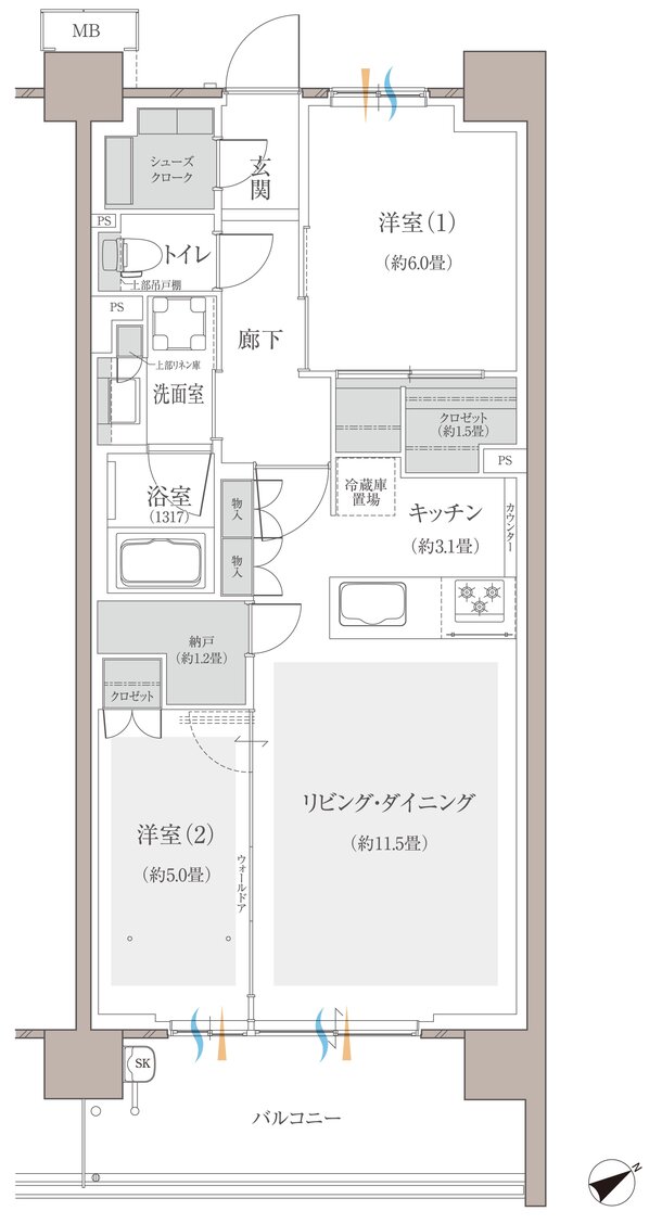 多摩川シーズンズ 間取り C21 type(先着順販売住戸)