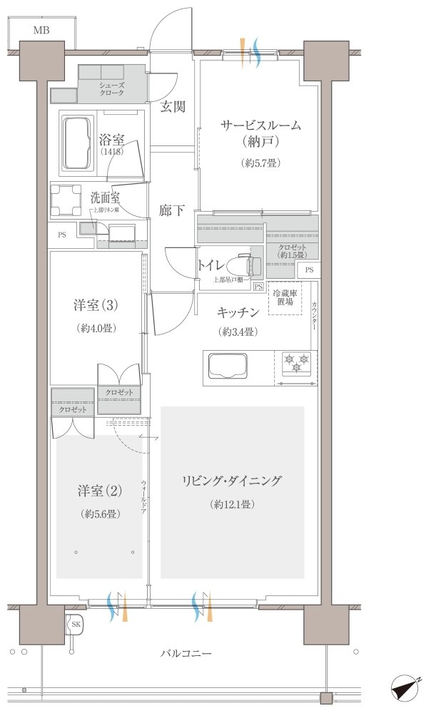 多摩川シーズンズ 間取り C29 type(第二期販売住戸)