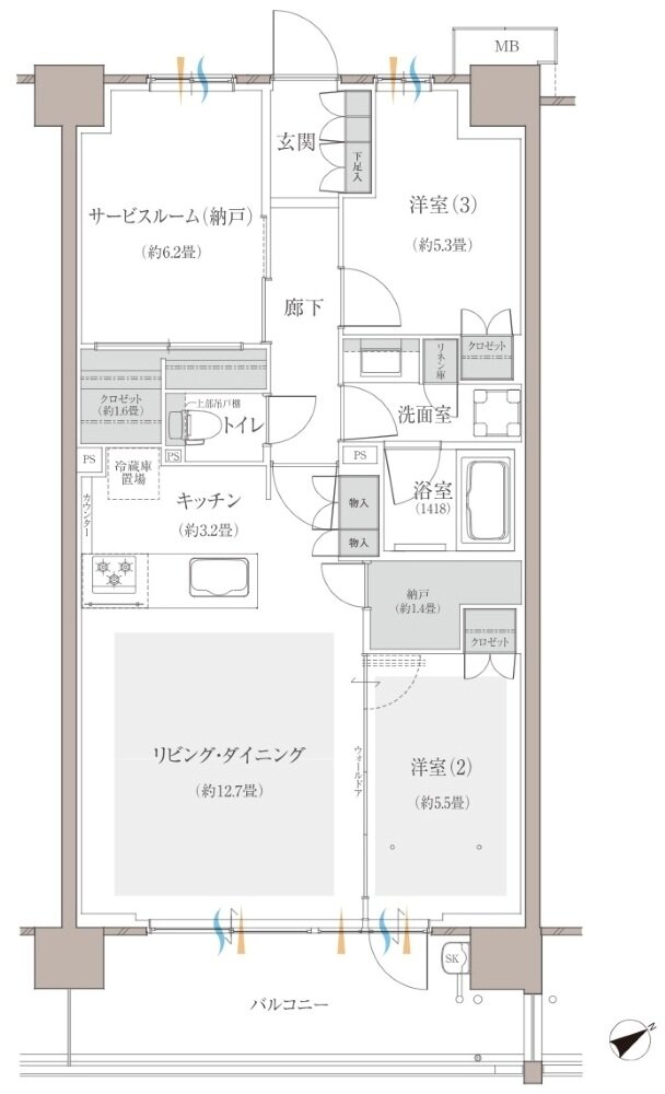 多摩川シーズンズ 間取り C19 type(先着順販売住戸)