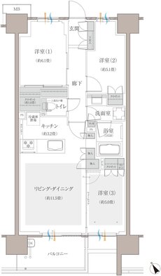多摩川シーズンズ 間取り C46 type 5階(先着順販売住戸)