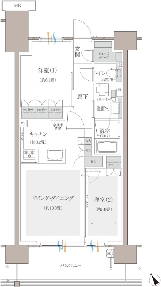 多摩川シーズンズ 間取り C43b type(先着順販売住戸)