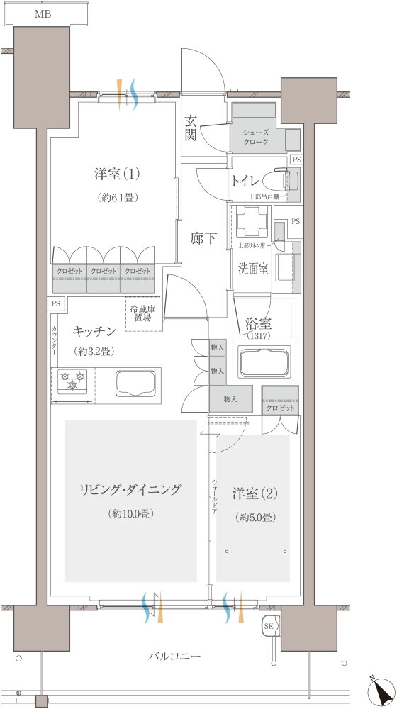 多摩川シーズンズ 間取り C43b type(先着順販売住戸)
