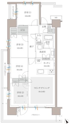 多摩川シーズンズ 間取り C45 type 6階(先着順販売住戸)