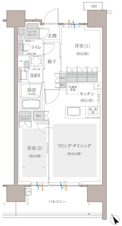 多摩川シーズンズ 間取り C44a type(先着順販売住戸)
