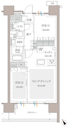 多摩川シーズンズ 間取り C44a type(先着順販売住戸)