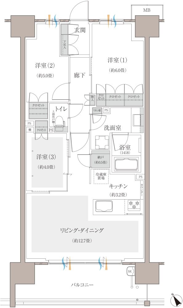 多摩川シーズンズ 間取り C47 type(先着順販売住戸)