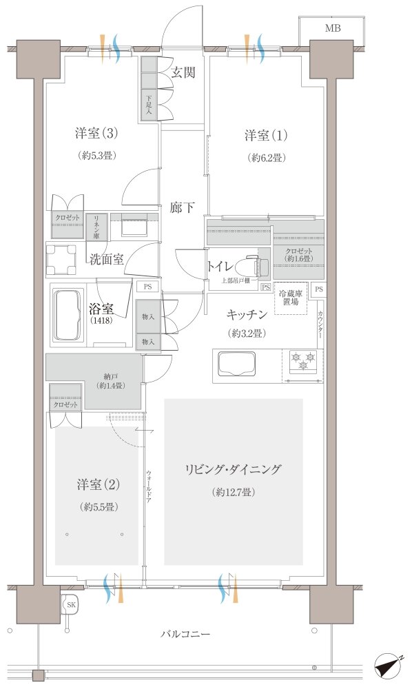 多摩川シーズンズ 間取り C24 type(先着順販売住戸)