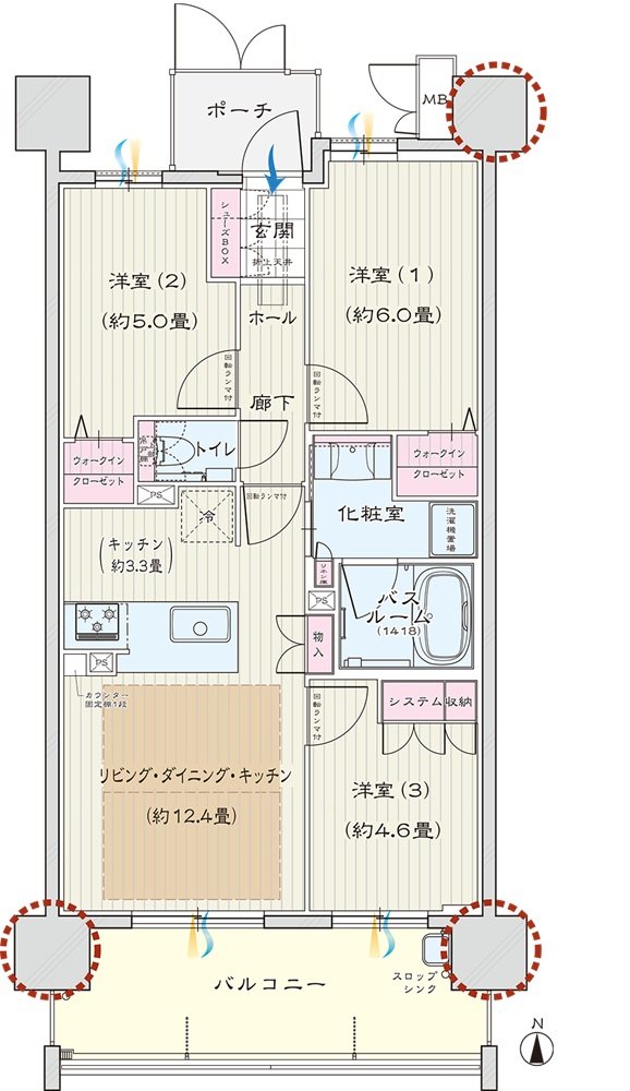 モアグレース新瑞橋アクシス 間取り B TYPE