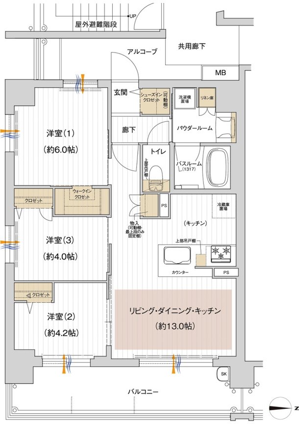 プレサンス ロジェ 甲子園口ルミエ 間取り Eタイプ