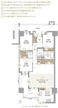 アクタス博多グランミライ プレミアム 間取り I type【メニュープラン1】