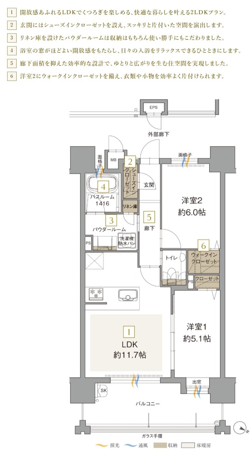 アクタス博多グランミライ プレミアム 間取り C type