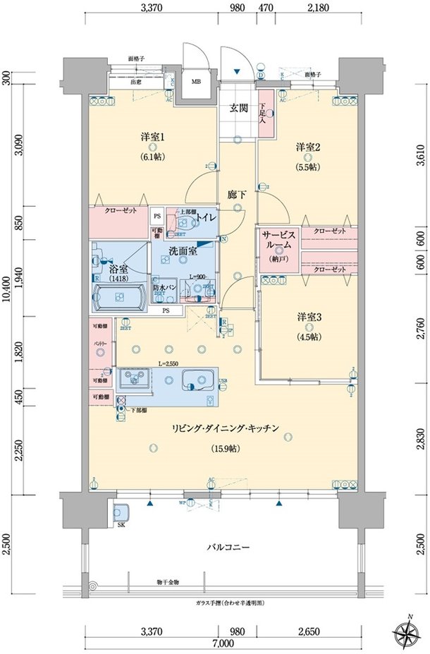 アメイズ亀山ビューテラス 間取り B type