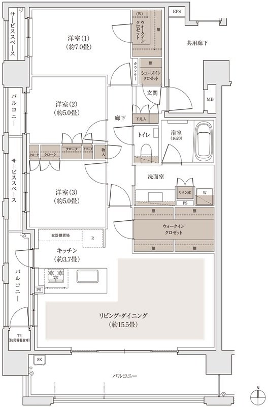 パークホームズ福岡浄水通 間取り Dタイプ