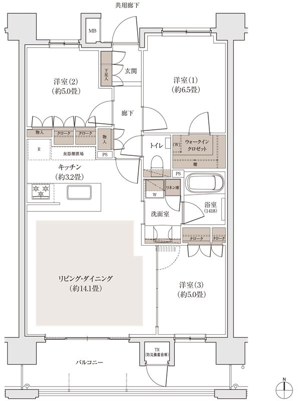 パークホームズ福岡浄水通 間取り Fタイプ