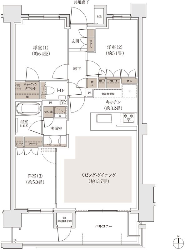 パークホームズ福岡浄水通 間取り Gタイプ