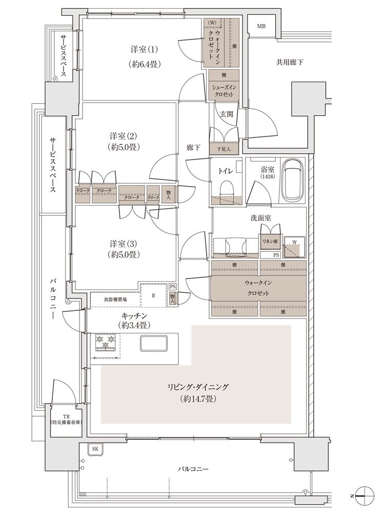 パークホームズ福岡浄水通 間取り Aタイプ