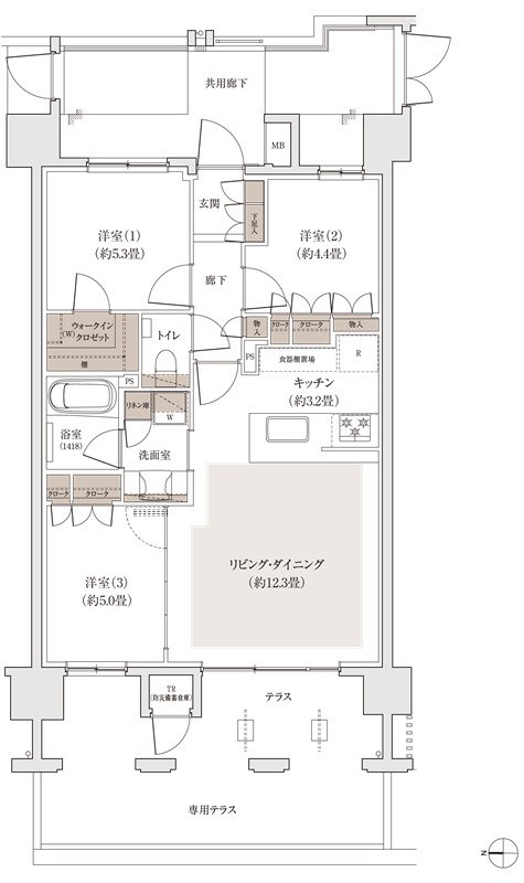 パークホームズ福岡浄水通 間取り Bgタイプ