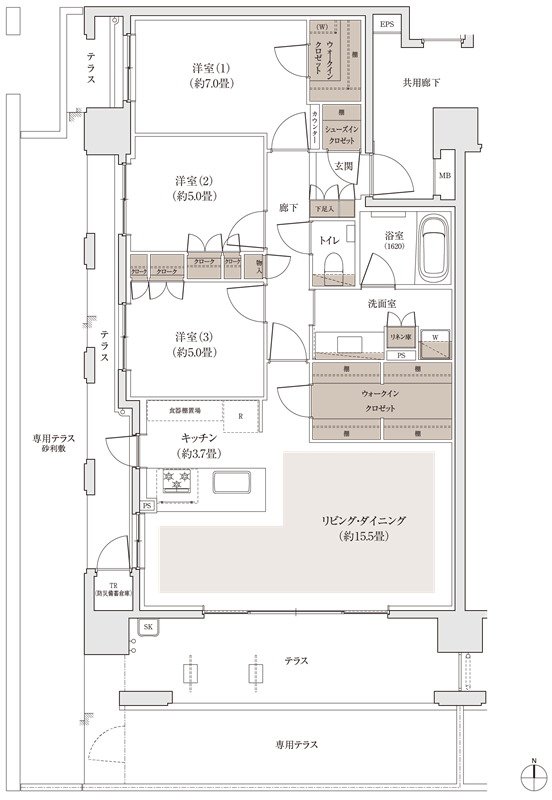 パークホームズ福岡浄水通 間取り Dgタイプ