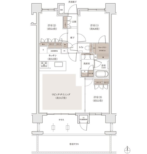 パークホームズ福岡浄水通 間取り Egタイプ