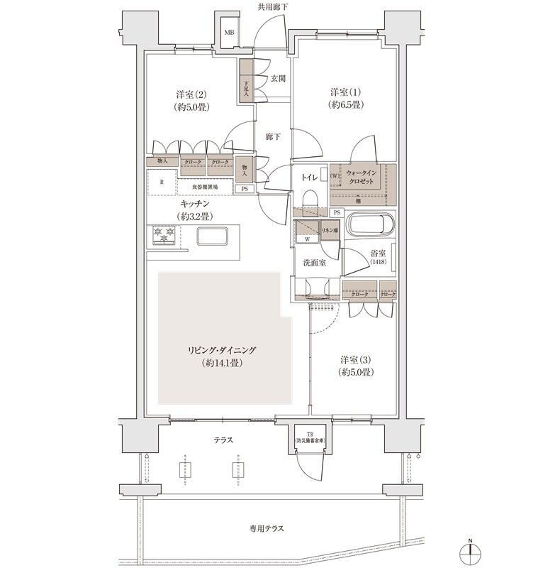 パークホームズ福岡浄水通 間取り Fgタイプ